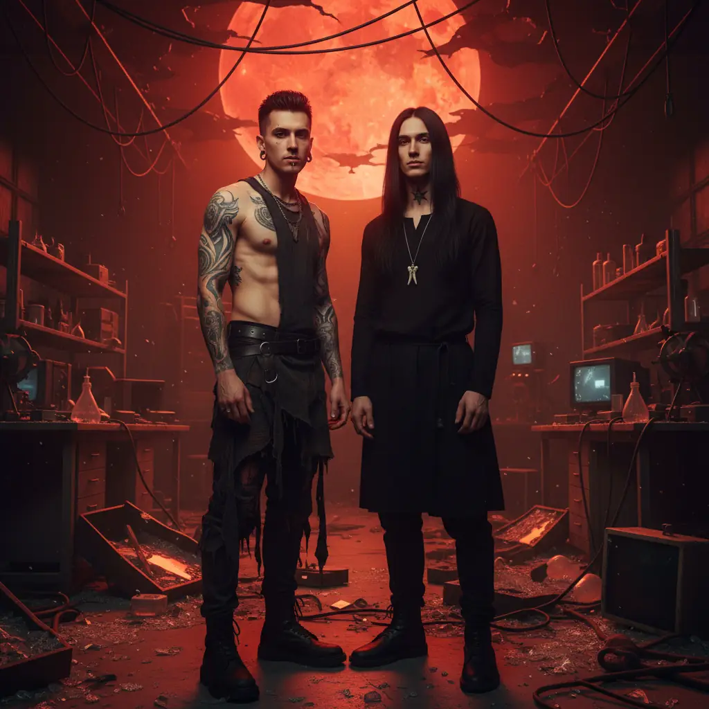 Красная луна над руинами