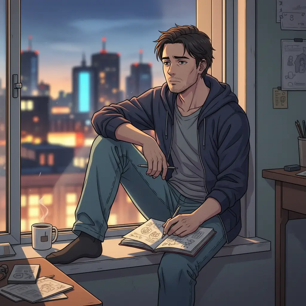 Задумчивый взгляд в окно